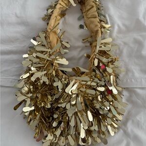 Gold Sequined Shoulder Bag
